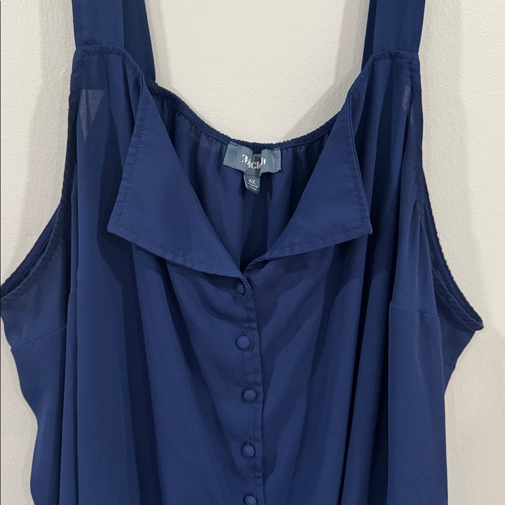 Modcloth Navy Button-Front Sleeveless retro Women's Top - Picture 2 of 5